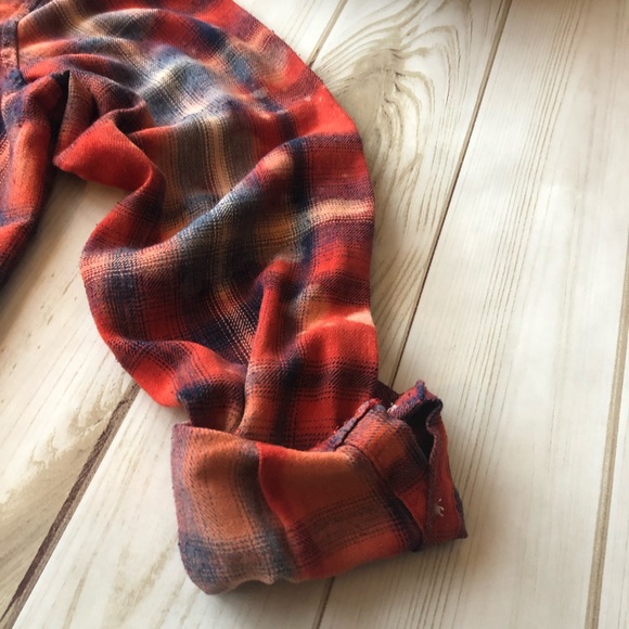 “HONKY TONK” DISTRESSED BLEACHED PLAID FLANNEL - Picture 5 of 7